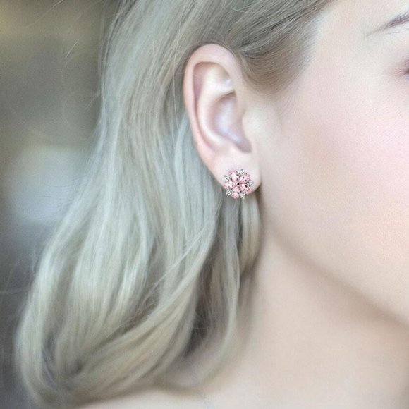 NEW 925 Sterling Silver Diamond Flower Earrings S - Picture 2 of 8